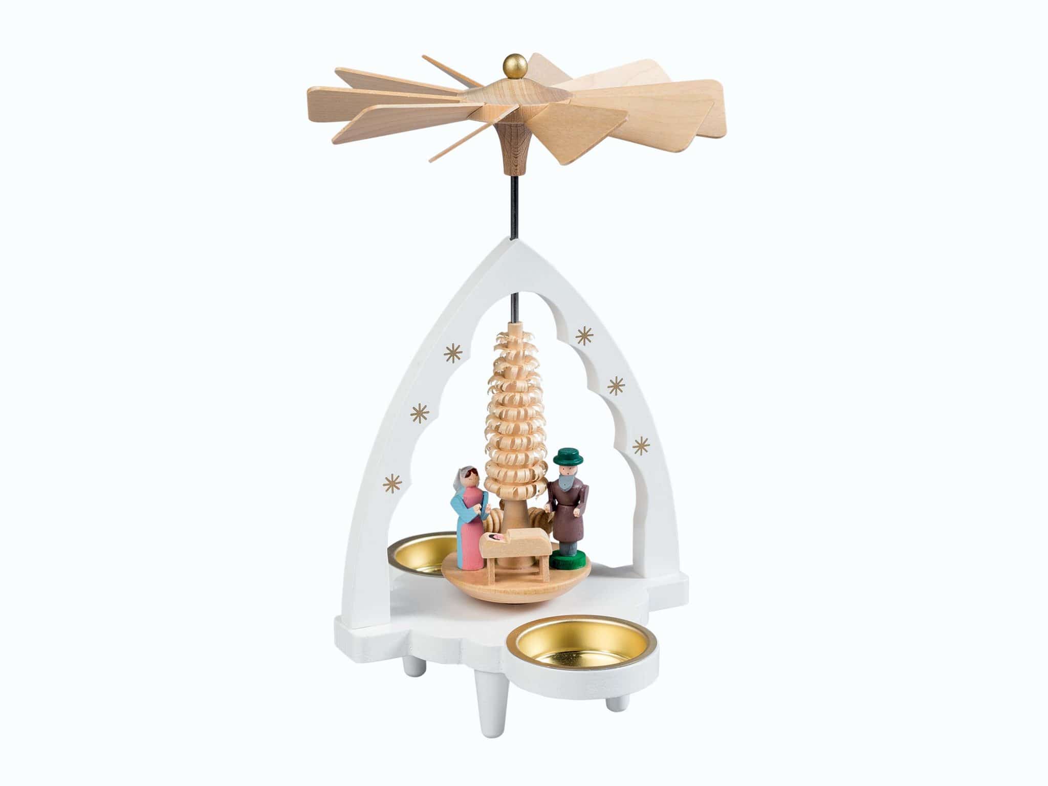 Pyramid Nativity White Arch TL Candle Shop