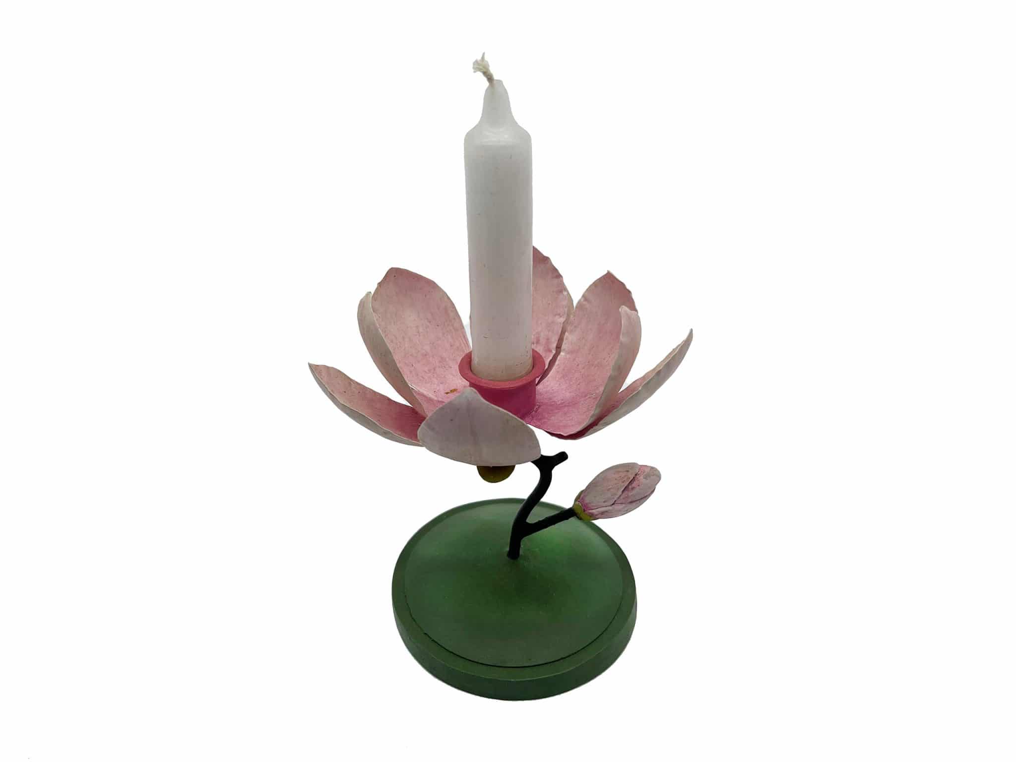 Pink Magnolia Taper Candle Holder Candle Shop